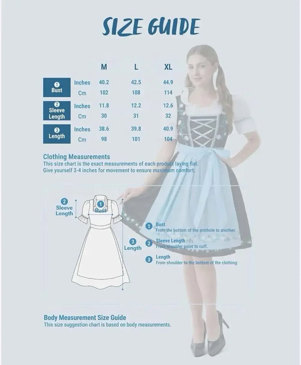 NEW Dirndl Dress Oktoberfest Bavarian Costume German Beer Lady Women's Medium